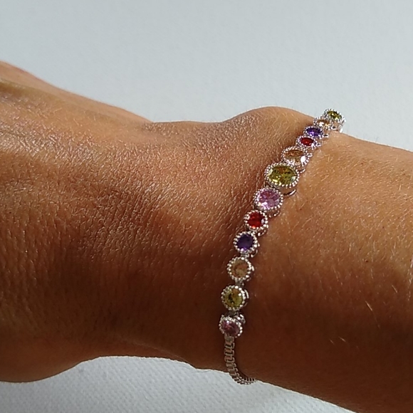 Mulit- color Crystal/Rhodium/Drawstring/BRACELET - Picture 2 of 7